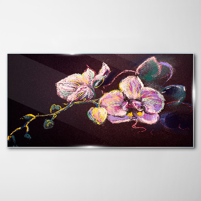 Glasbild Florale Komposition auf dunklem Hintergrund
