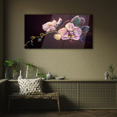 Glasbild Florale Komposition auf dunklem Hintergrund
