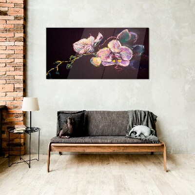 Glasbild Florale Komposition auf dunklem Hintergrund