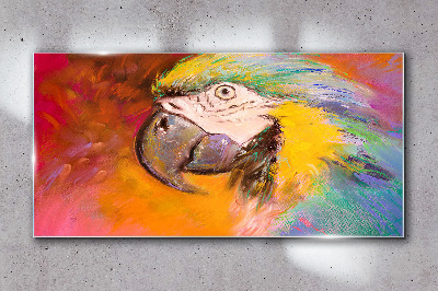 Glas bild Tropischer Papagei in fröhlichen Farben