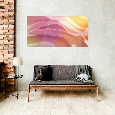Glasbild Farbwellen in Pastelltönen