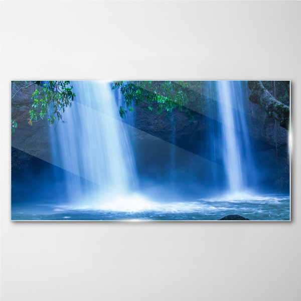 Foto glasbild Wasserfall in Blau