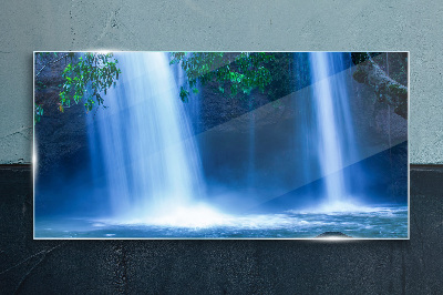 Foto glasbild Wasserfall in Blau