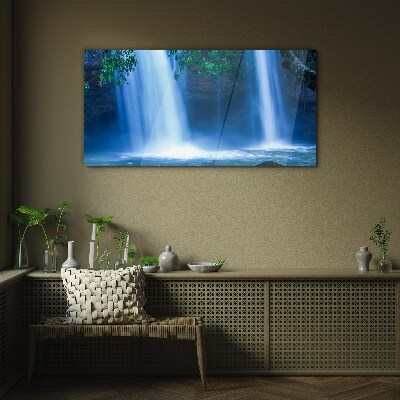 Foto glasbild Wasserfall in Blau