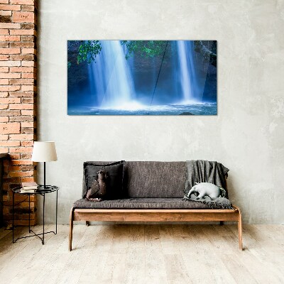 Foto glasbild Wasserfall in Blau