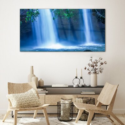 Foto glasbild Wasserfall in Blau