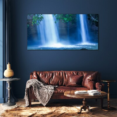 Foto glasbild Wasserfall in Blau