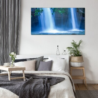 Foto glasbild Wasserfall in Blau