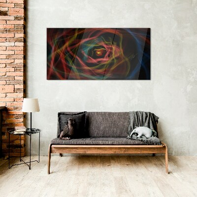 Glasbild Ein Wirbel aus bunten Lichtern
