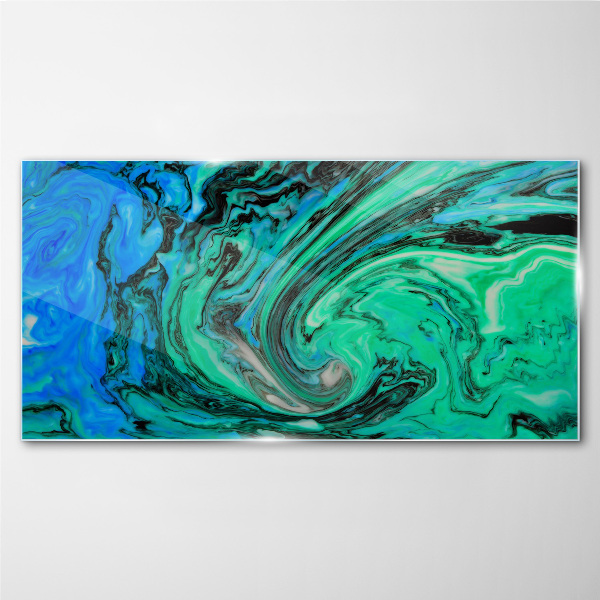 Glasbild Wirbelnde Blau- und Grüntöne