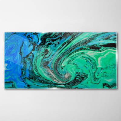 Glasbild Wirbelnde Blau- und Grüntöne
