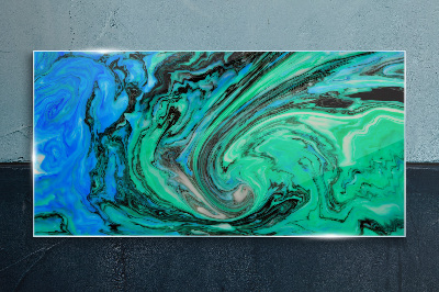 Glasbild Wirbelnde Blau- und Grüntöne