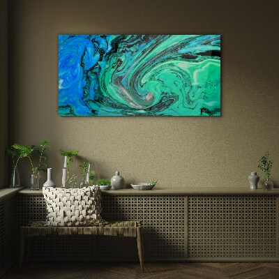 Glasbild Wirbelnde Blau- und Grüntöne