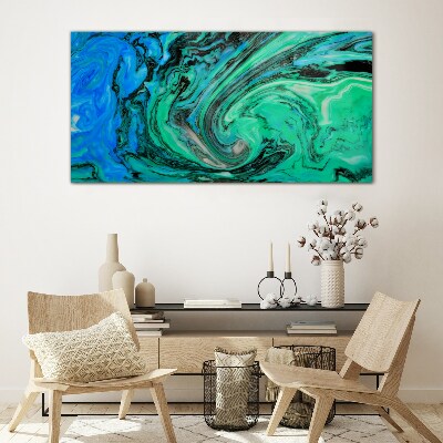 Glasbild Wirbelnde Blau- und Grüntöne