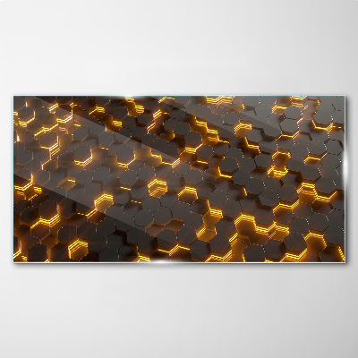Glasbild Goldene Sechsecke in Bewegung