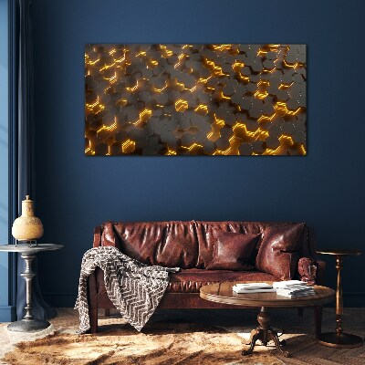 Glasbild Goldene Sechsecke in Bewegung