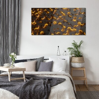 Glasbild Goldene Sechsecke in Bewegung
