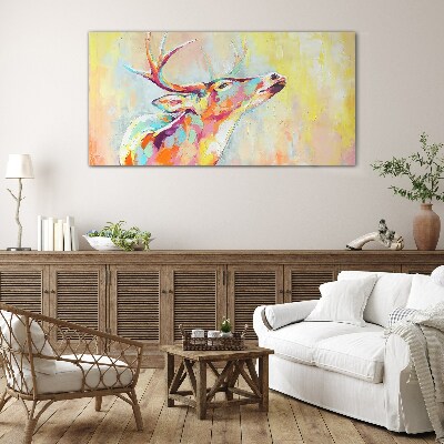 Bild auf glas Bunte Hirsche in pastellfarbener Landschaft