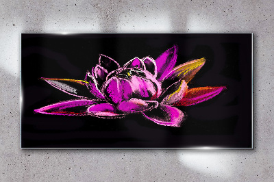 Glasbild Lotusblume auf schwarzem Hintergrund