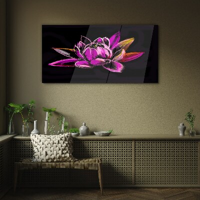 Glasbild Lotusblume auf schwarzem Hintergrund