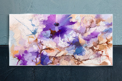 Glasbild Florale Abstraktion in Lila