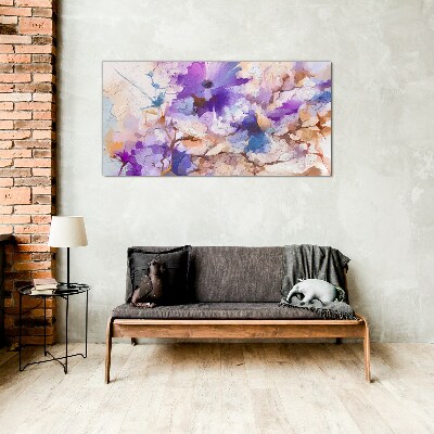 Glasbild Florale Abstraktion in Lila