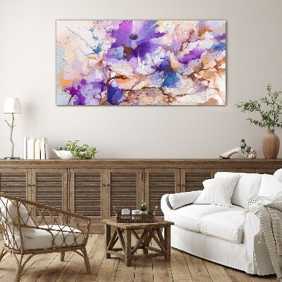 Glasbild Florale Abstraktion in Lila