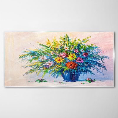 Glasbild Frühlingsblumenstrauß in einer Vase