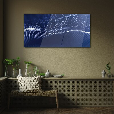 Glasbild Blaue Lichtwellen