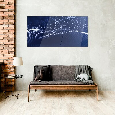 Glasbild Blaue Lichtwellen