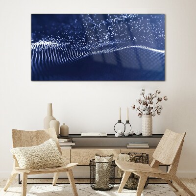 Glasbild Blaue Lichtwellen