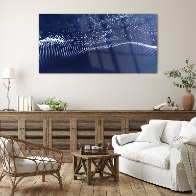 Glasbild Blaue Lichtwellen