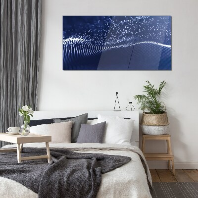 Glasbild Blaue Lichtwellen