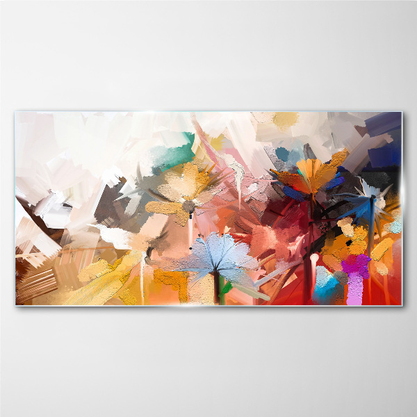Glasbild Bunte Blumen im abstrakten Stil