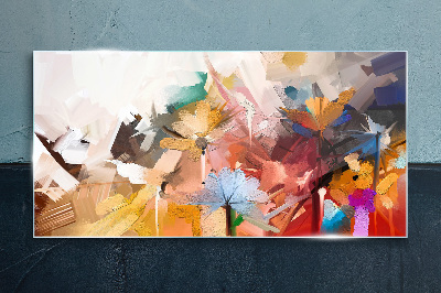 Glasbild Bunte Blumen im abstrakten Stil