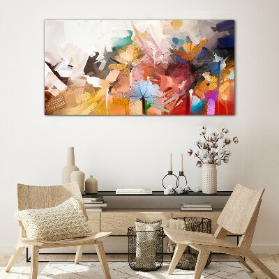 Glasbild Bunte Blumen im abstrakten Stil