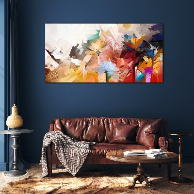 Glasbild Bunte Blumen im abstrakten Stil
