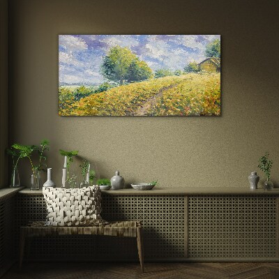 Glasbild Sommerliche Feldlandschaft