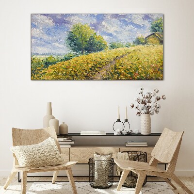 Glasbild Sommerliche Feldlandschaft