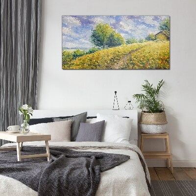 Glasbild Sommerliche Feldlandschaft