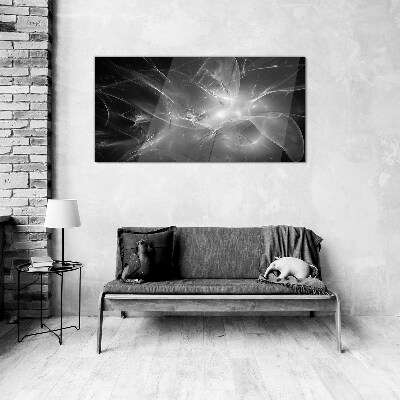 Glasbild Futuristische Abstraktionen in Monochrom