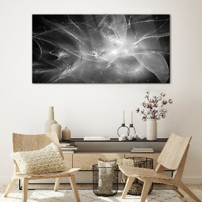 Glasbild Futuristische Abstraktionen in Monochrom