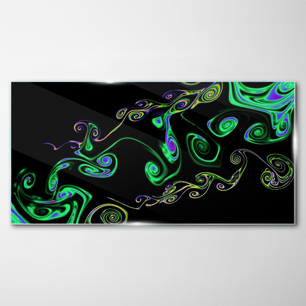Glasbild Wellen bunter Spiralen