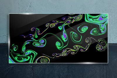 Glasbild Wellen bunter Spiralen
