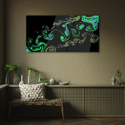 Glasbild Wellen bunter Spiralen