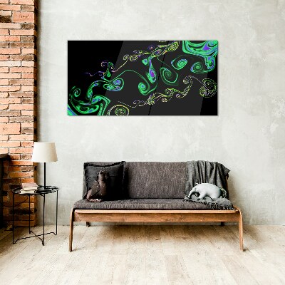 Glasbild Wellen bunter Spiralen
