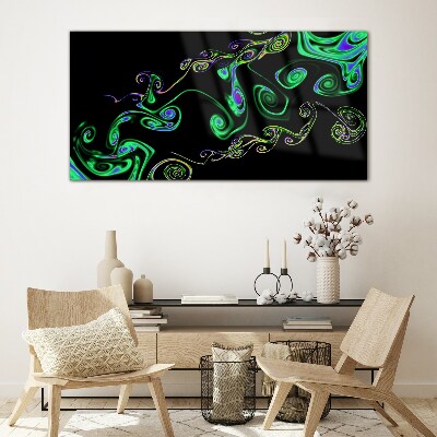 Glasbild Wellen bunter Spiralen