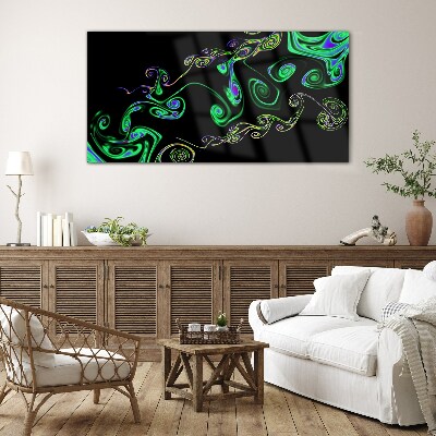Glasbild Wellen bunter Spiralen