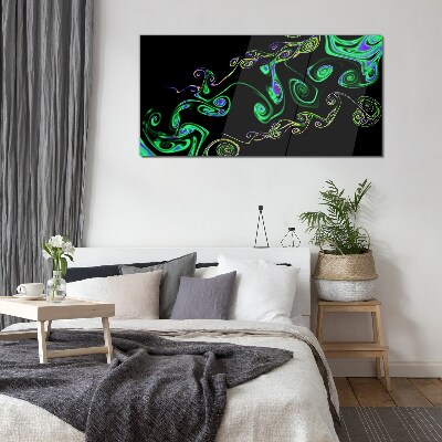 Glasbild Wellen bunter Spiralen