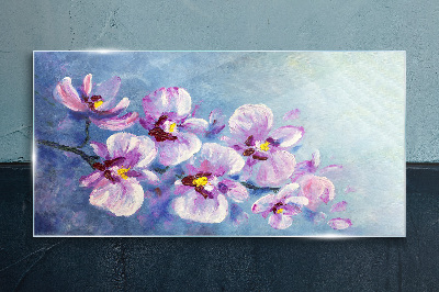 Glasbild Orchideen in Pastelltönen
